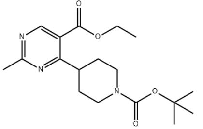 5-Pyrimidinecarboxylic acid, 4-[1-[(1,1-dimethylethoxy)carbonyl]-4-piperidinyl]-2-methyl-, ethyl ester