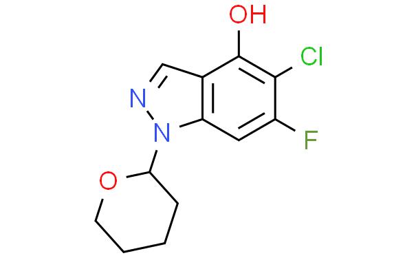 5-Chloro-6-fluoro-1-(tetrahydro-pyran-2-yl)-1H-indazol-4-ol