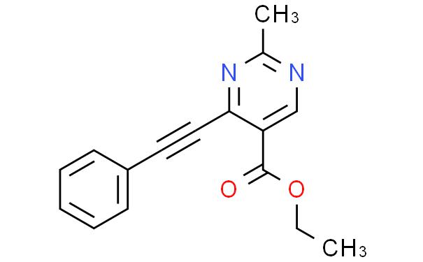 5-Pyrimidinecarboxylic acid, 2-methyl-4-(2-phenylethynyl)-, ethyl ester