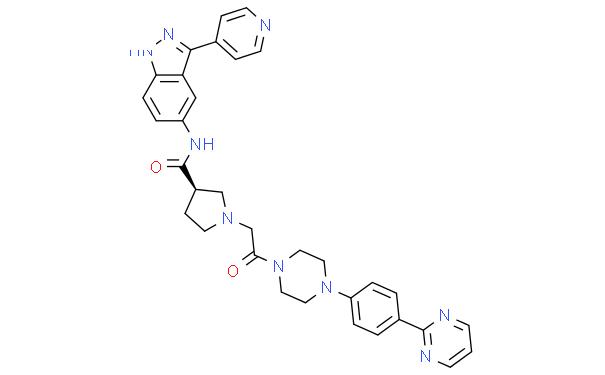 (R)-1-(2--2-氧(4-(4-(嘧啶-2-基)苯基)对二氮己环-1-基)乙基)-N-(3-(吡啶-4-基)-1H--5INDAZOL-基)吡咯烷-3-甲酰胺